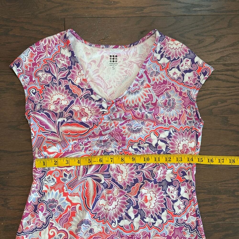Title Nine Daring Active Dress Small Pink White Purple Stretch Empire Size Small - Picture 6 of 8
